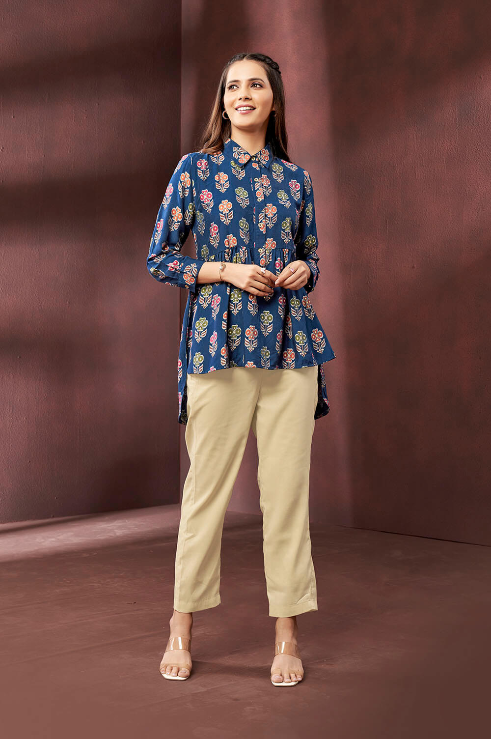 royal-blue-leaf-printed-top