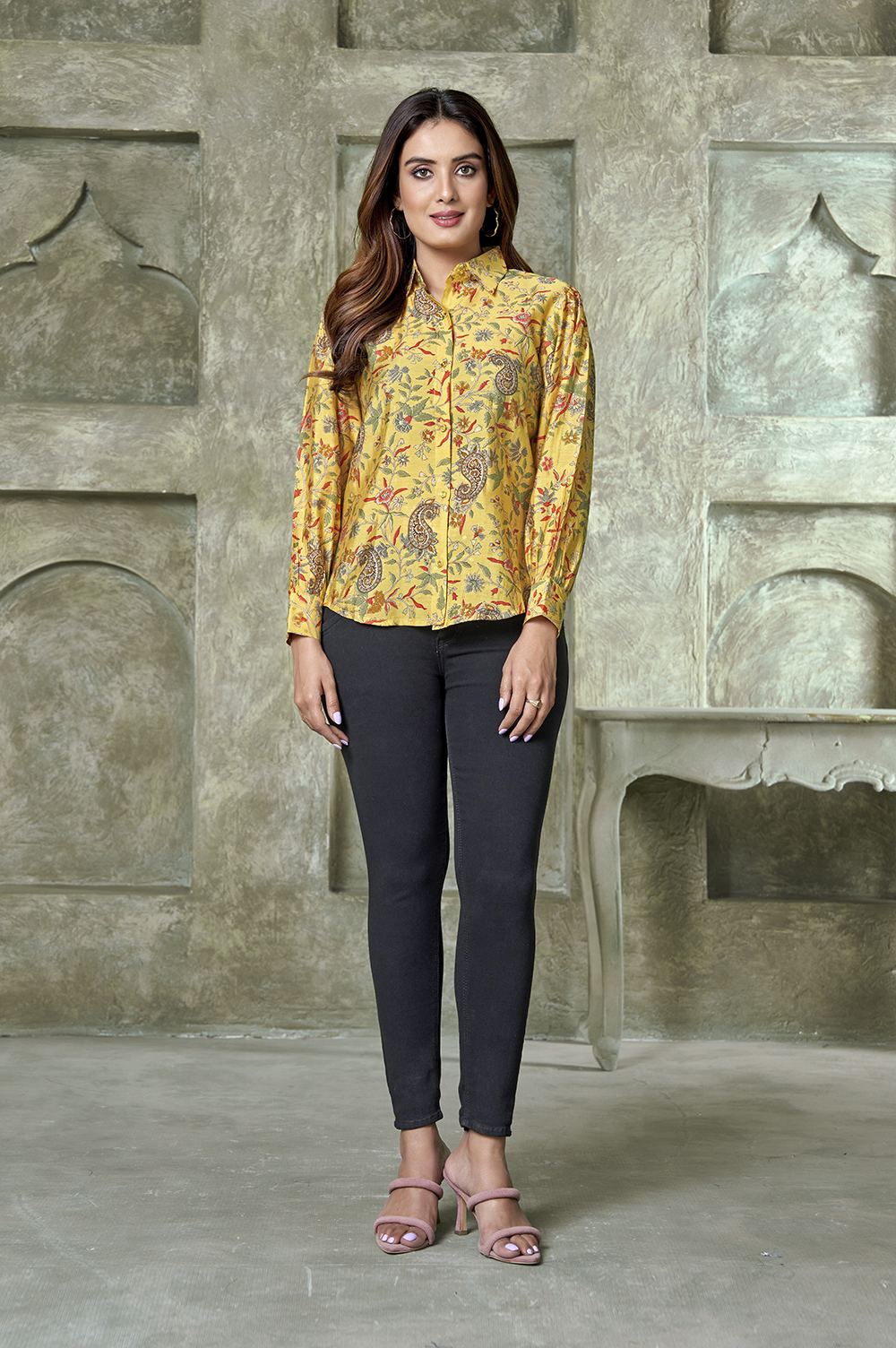 yellow-paisley-ethnic-print-chanderi-shirt