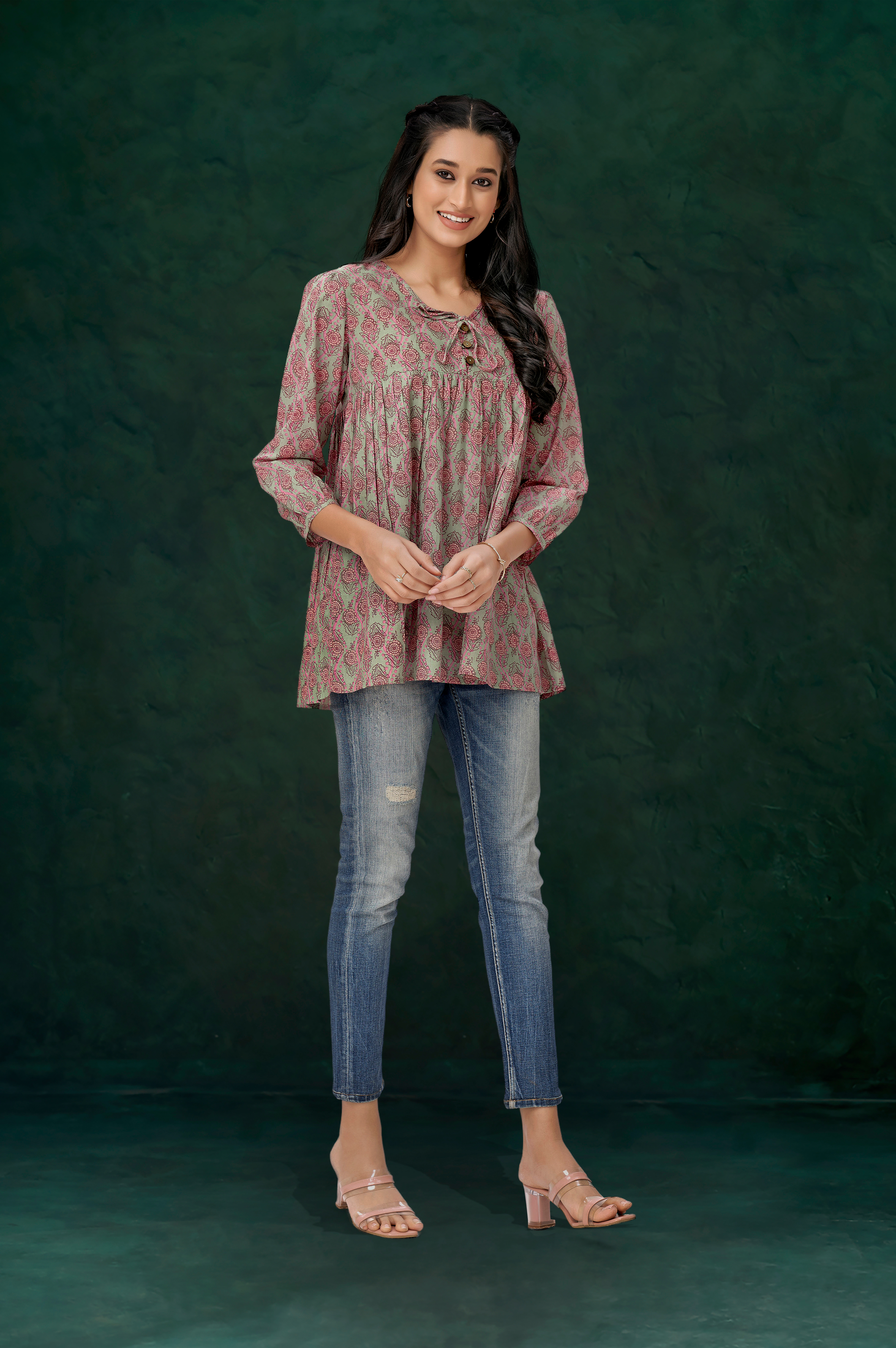 light-green-floral-printed-cotton-top