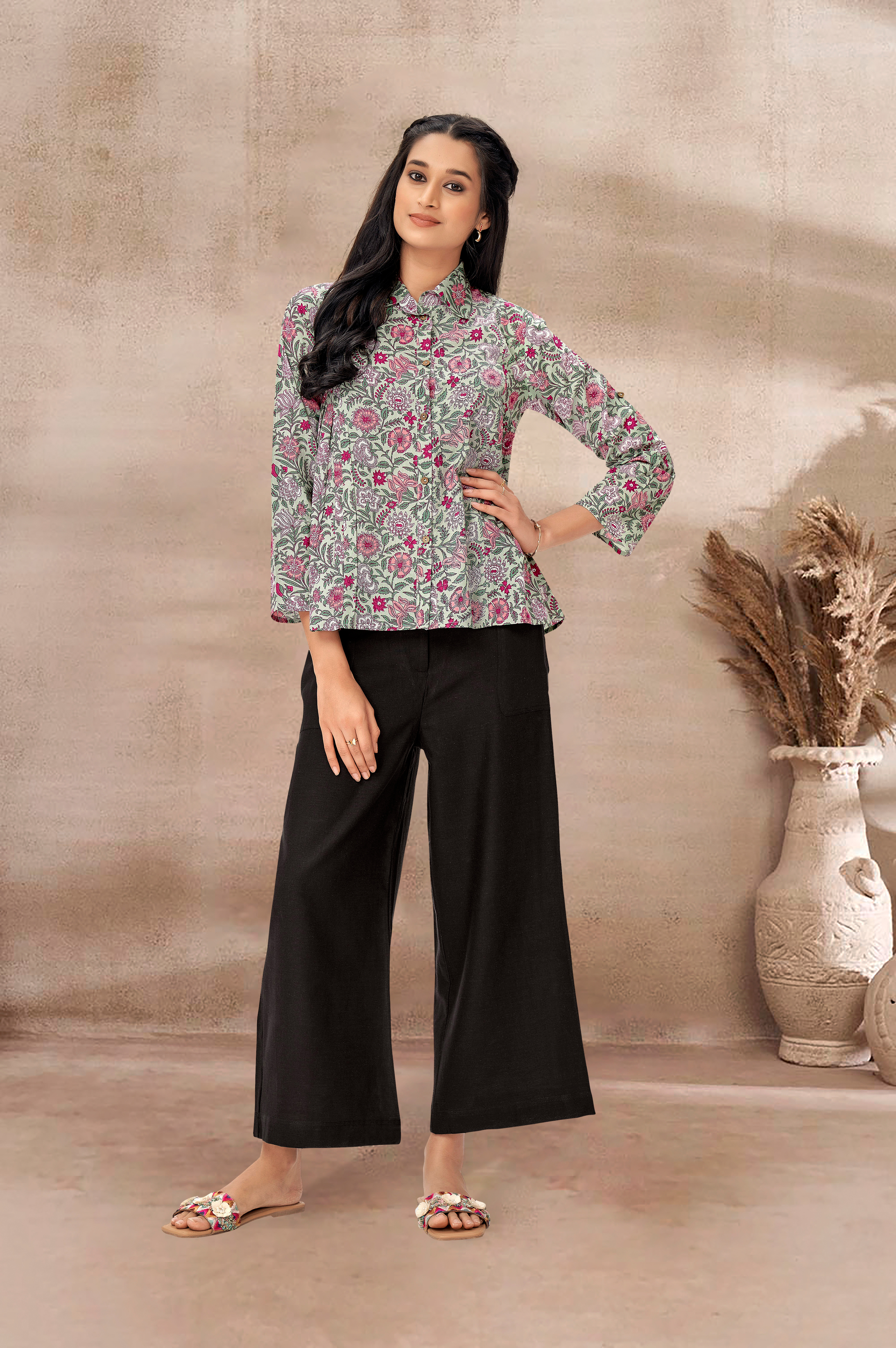 indian-floral-printed-pastel-green-cotton-top