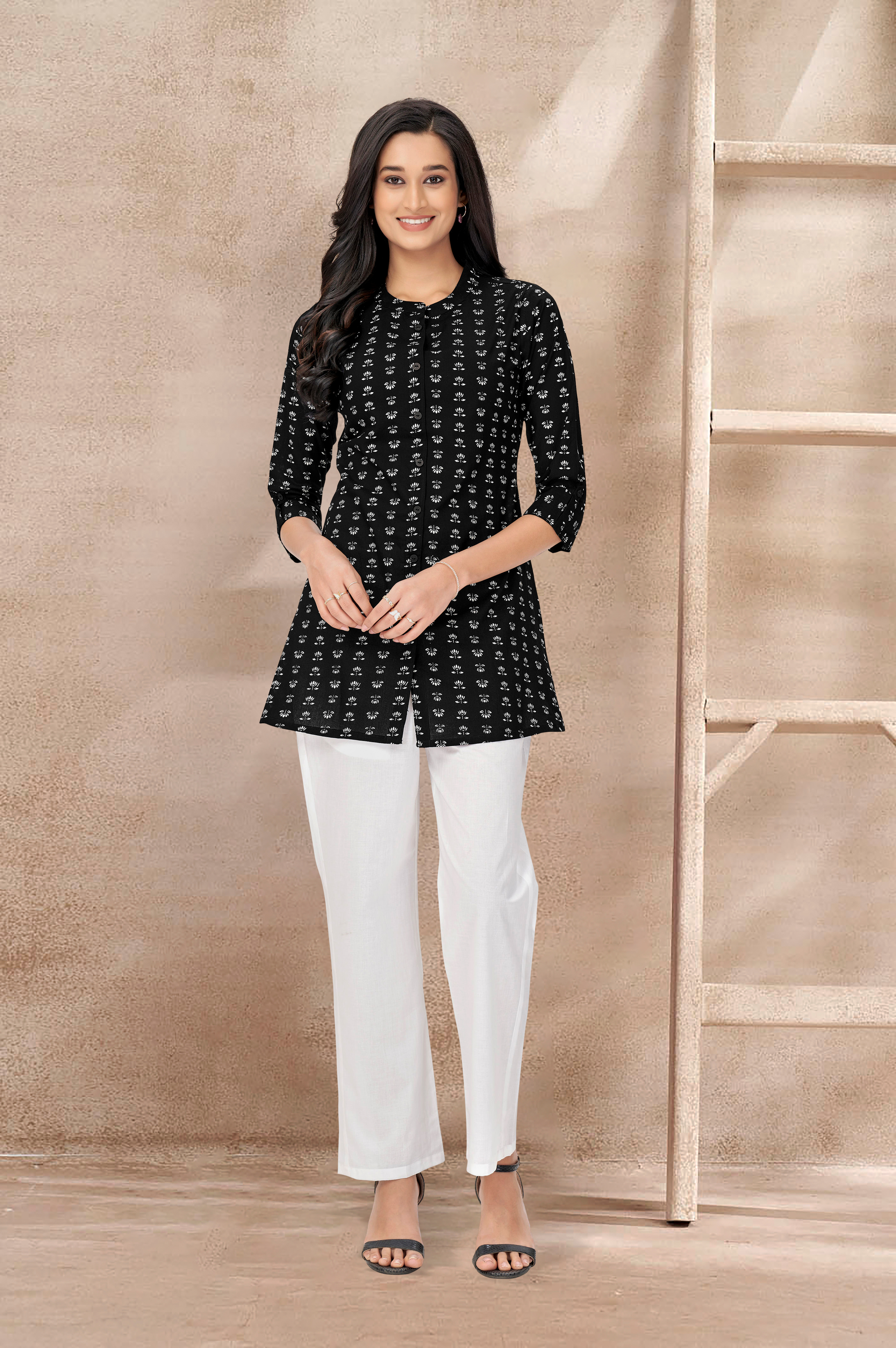 charcoal-black-floral-regular-fit-kurta-top