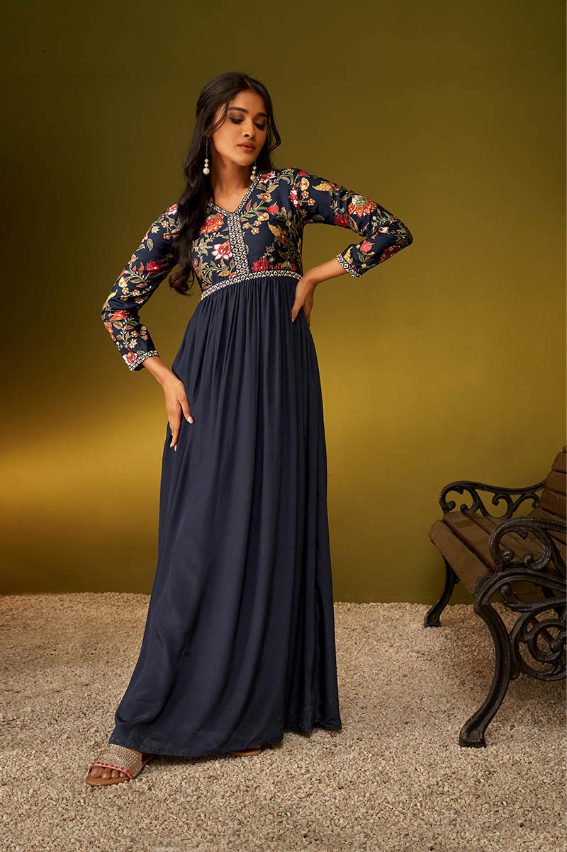 navy-blue-viscose-foil-print-floral-maxi-dress