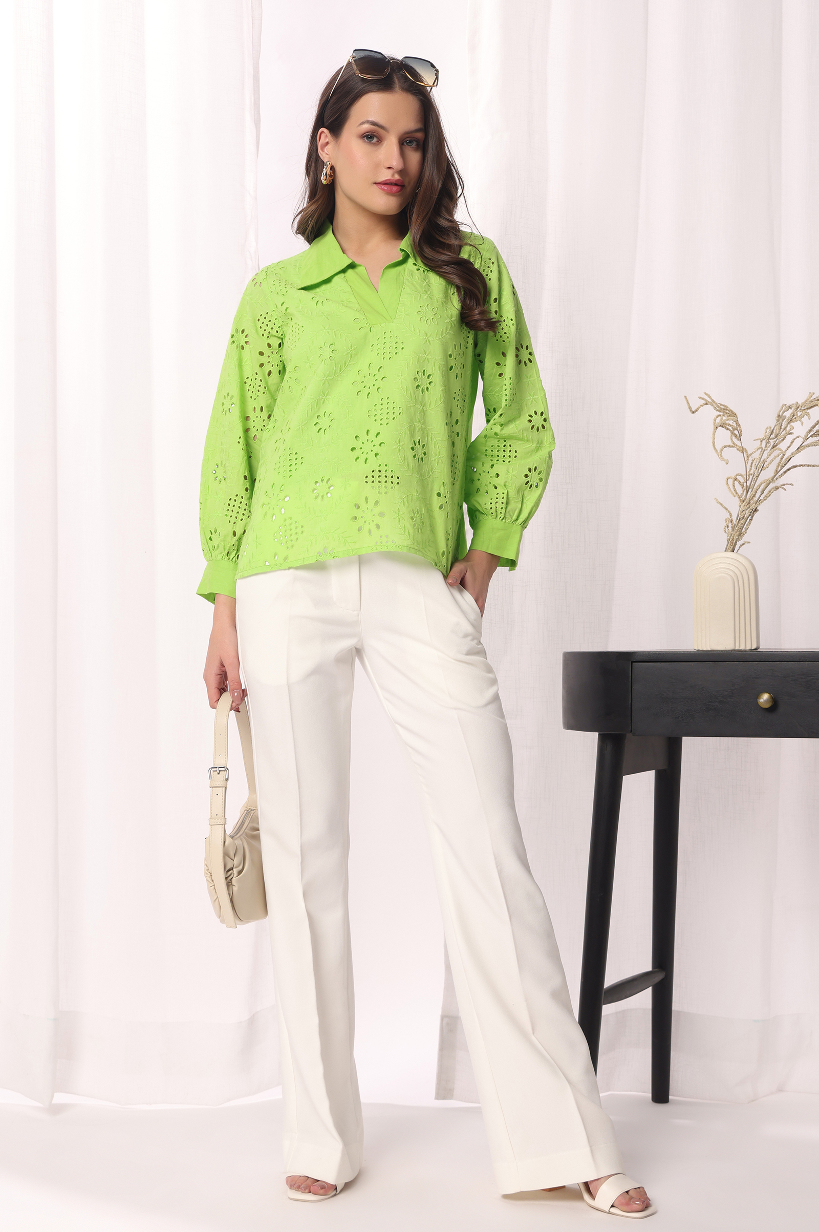 green-100-mal-cotton-schiflli-solid-shirt-for-women