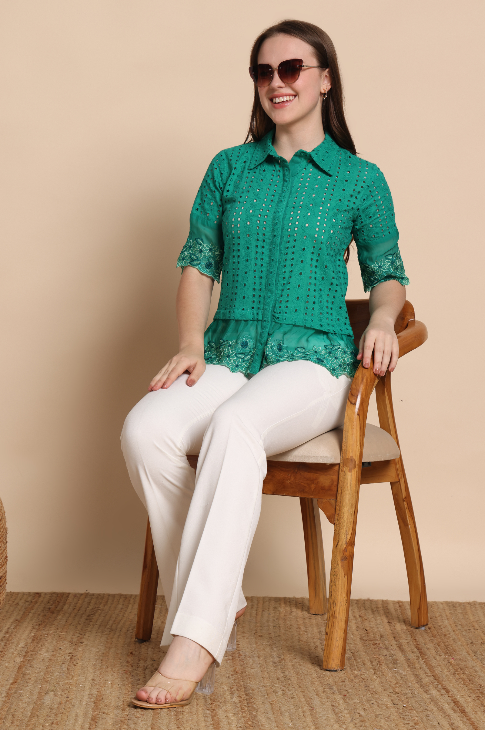 green-mal-cotton-schiffli-self-design-shirt-for-women