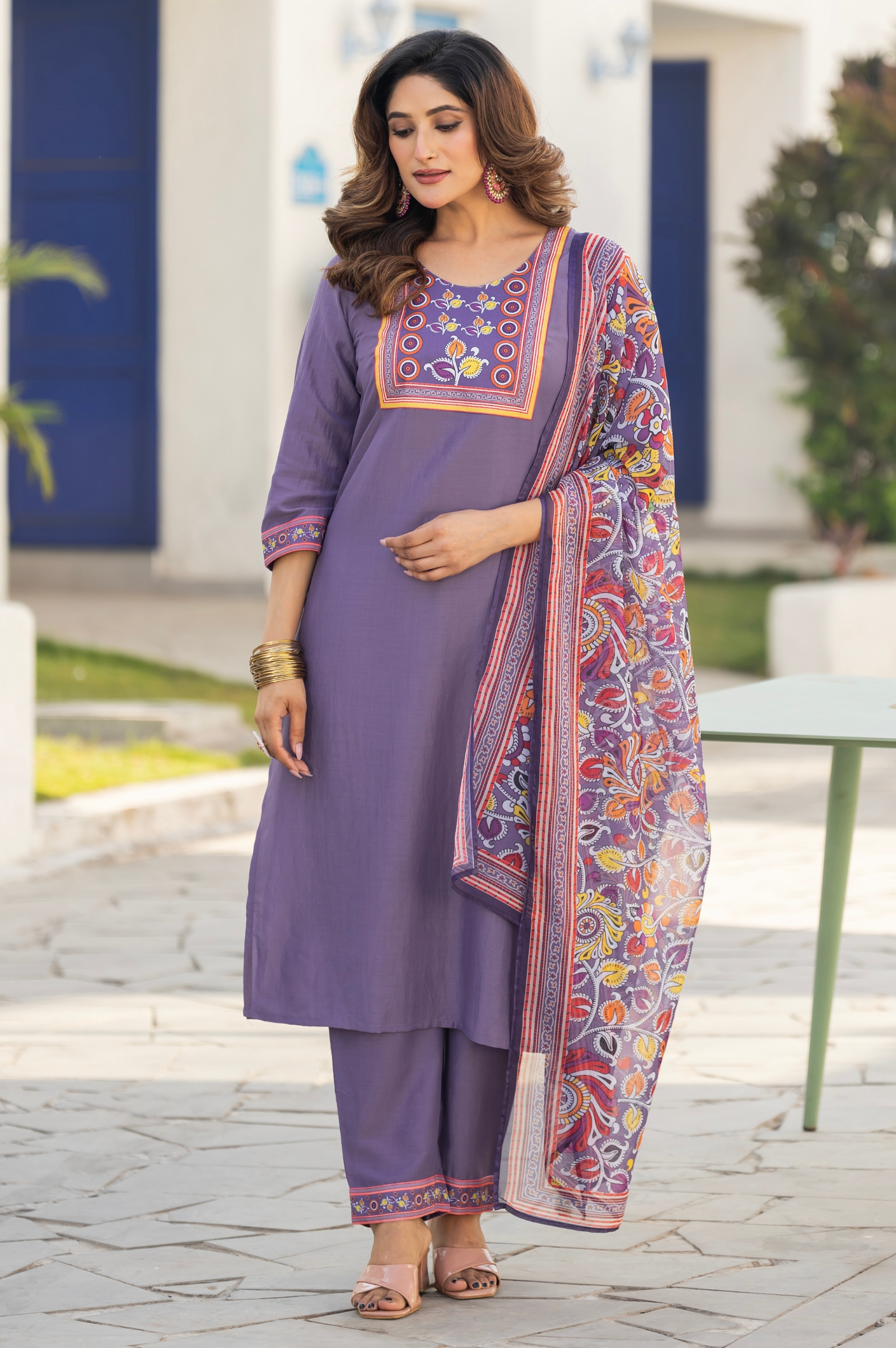 lavender-chinon-printed-kurta-set-with-dupatta