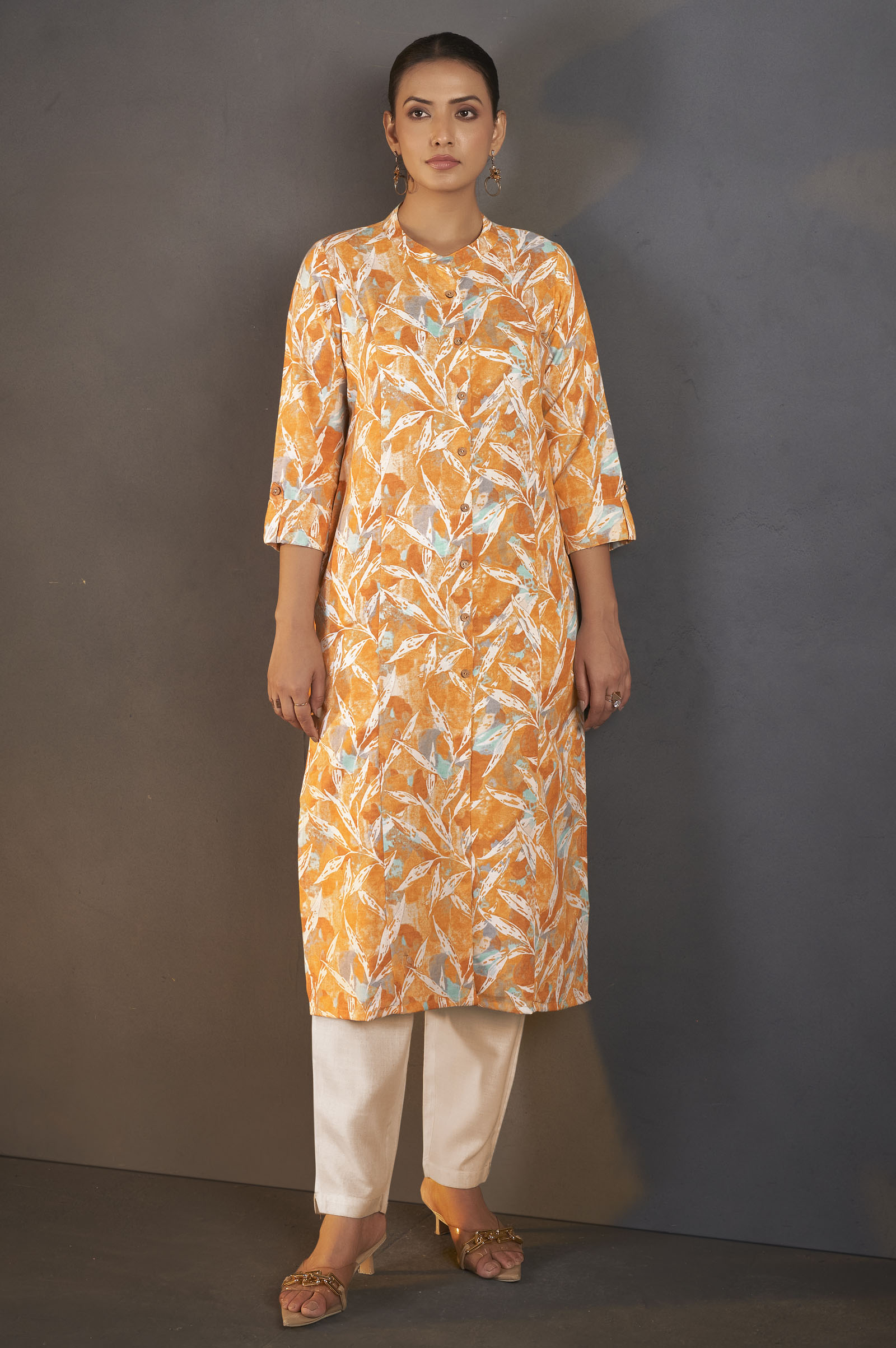 mustard-cotton-blend-floral-printed-kurta-for-women