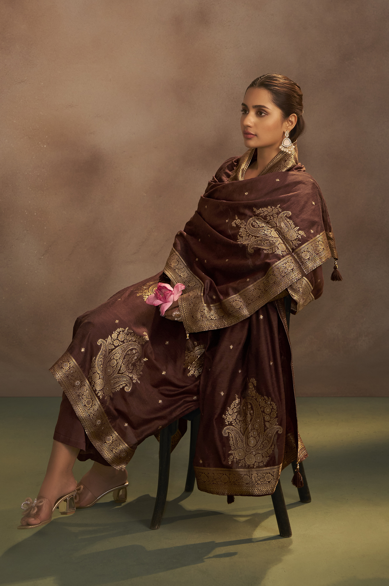 womens-brown-jacquard-art-silk-straight-kurta-set-with-cotton-bottom-silk-blend-dupatta-1