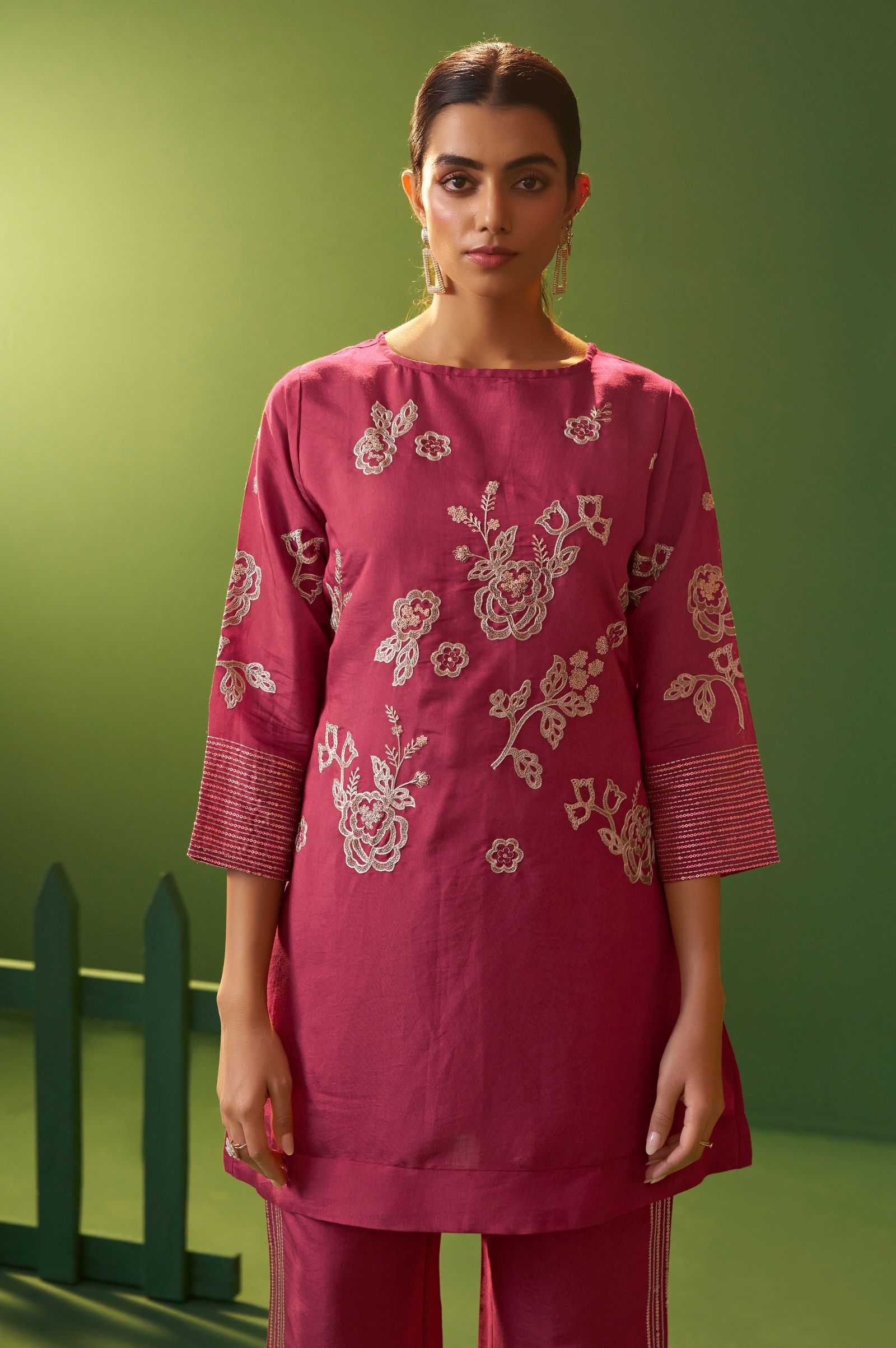 bright-pink-roman-silk-embroidered-a-line-co-ord-set