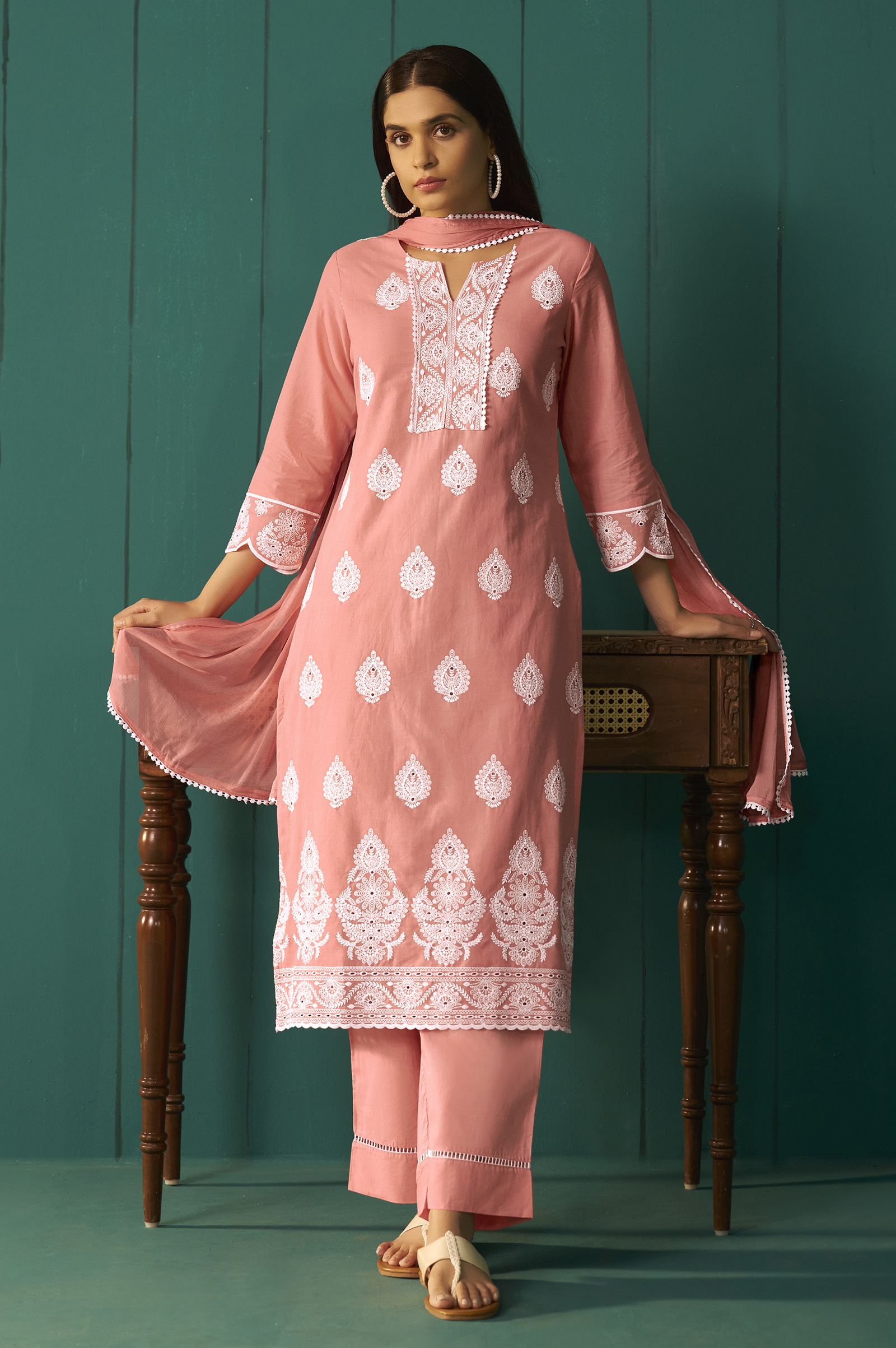 orange-pure-cotton-schiffli-embroidered-straight-kurta-set-dupatta